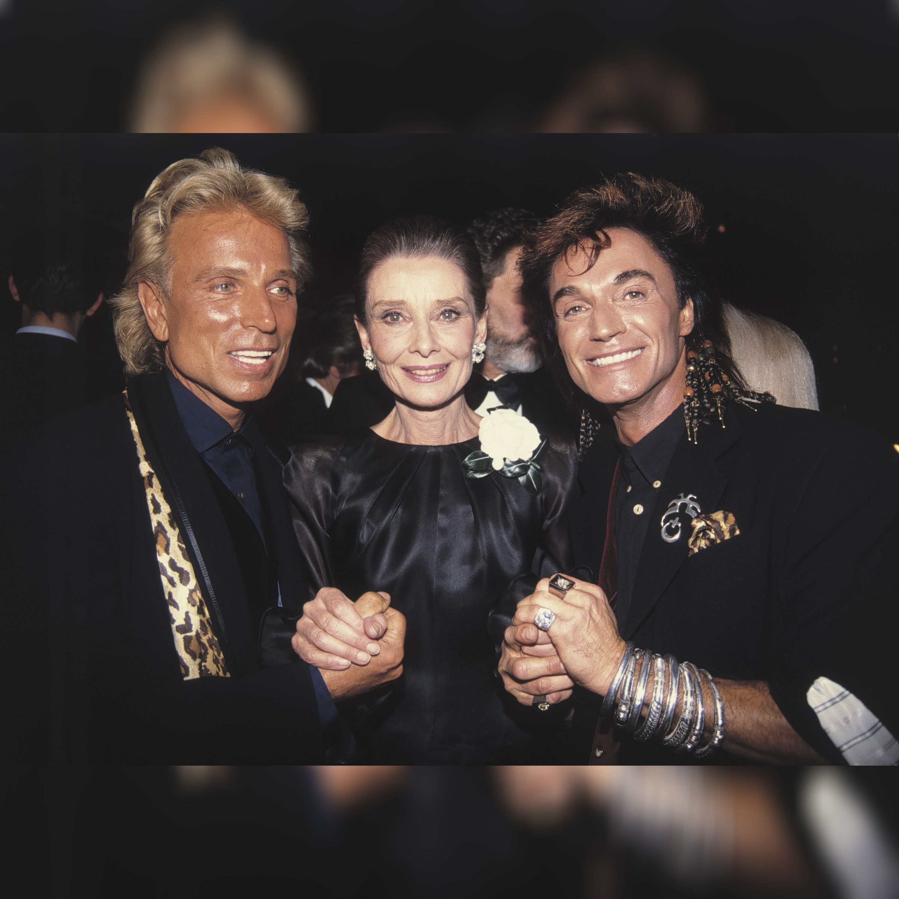Siegfried, Audrey Hepburn, Roy bei der BAMBI-Preisverleihung im Jahr 1991.